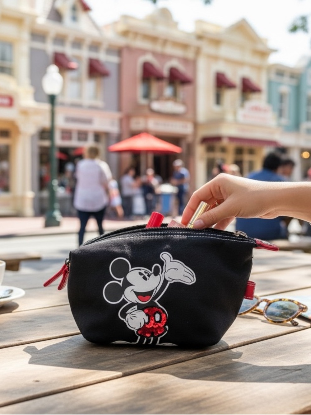 Mickey Mouse Cosmetics bag with beads and sequins